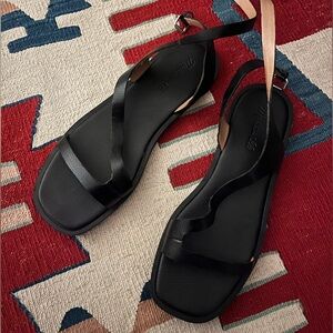 Madewell Leather Mabel Asymmetrical Strap Flat Sandals